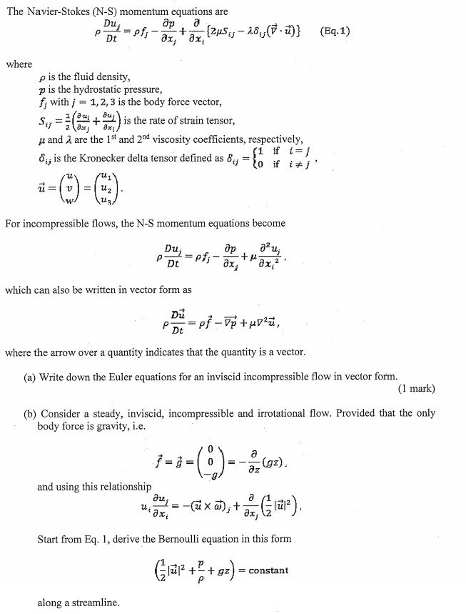 Solved The Navier-Stokes (N-S) momentum equations are where | Chegg.com