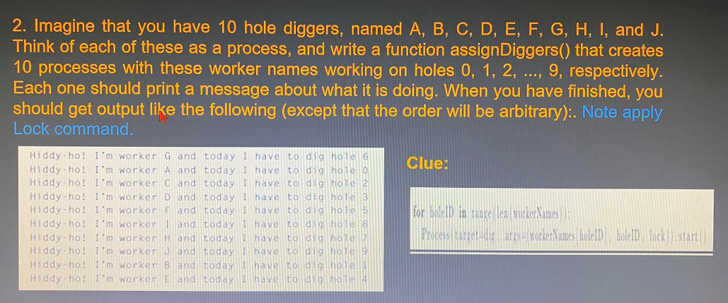 Solved 2. Imagine that you have 10 hole diggers, named | Chegg.com
