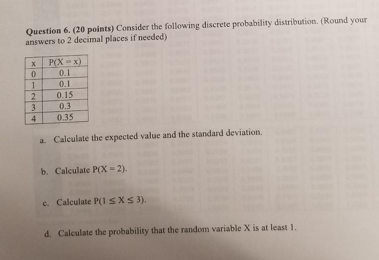 Solved Question 6. (20 points) Consider the following | Chegg.com