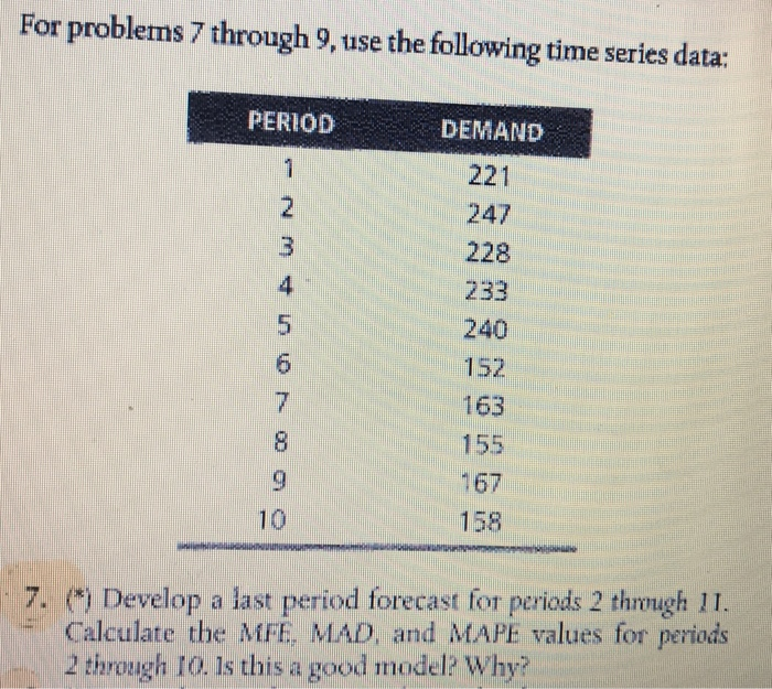 Solved For problems 7 through 9, use the following time | Chegg.com