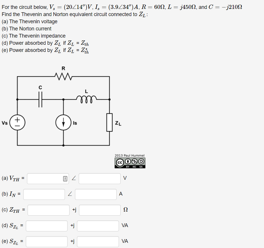 For The Circuit Below Vs 14o Vvs 14o V Chegg Com