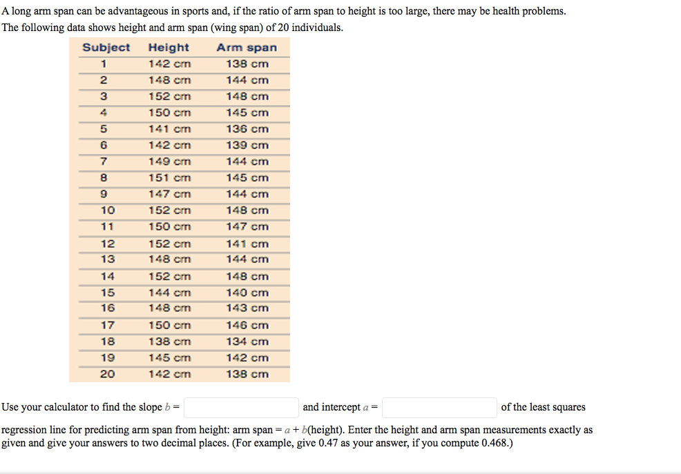 Solved A long arm span can be advantageous in sports and, if | Chegg.com