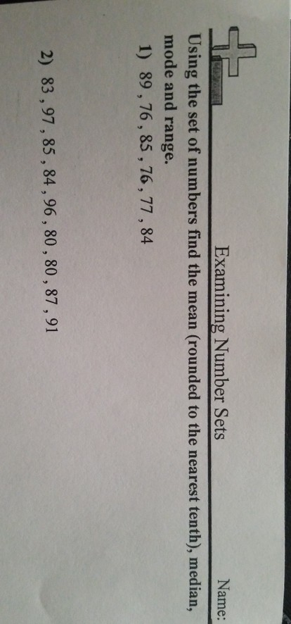 Solved Examining Number Sets Name: Using the set of numbers | Chegg.com