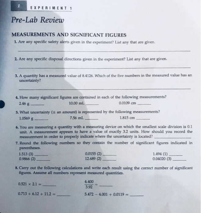 Solved Measurements And Significant Figures IN THIS | Chegg.com