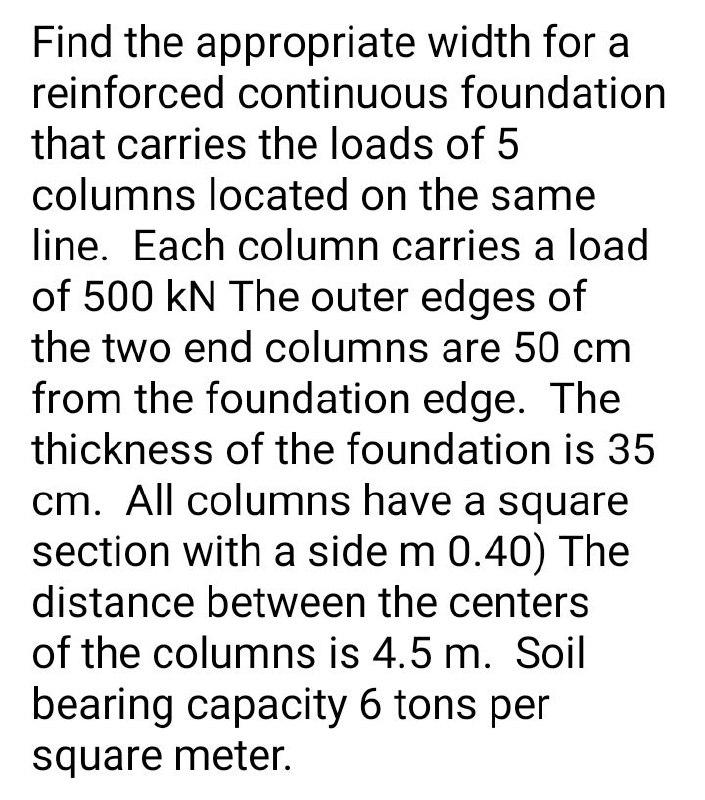Solved Find the appropriate width for a reinforced