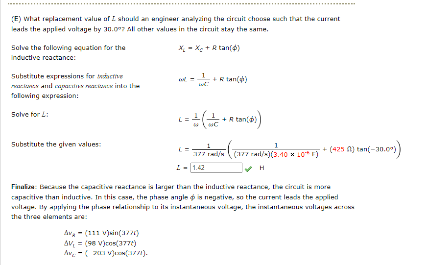 Solved A series RLC circuit has R = 425 2, L = 1.00 H, C = | Chegg.com