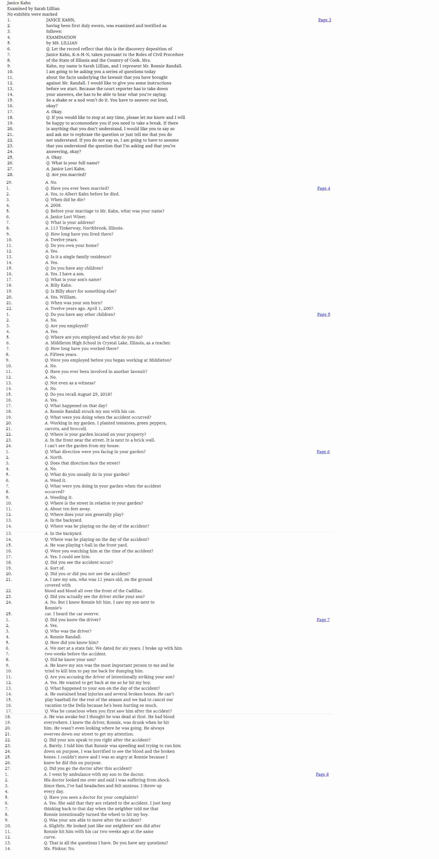 Draft a deposition abstract for the above testimony. | Chegg.com