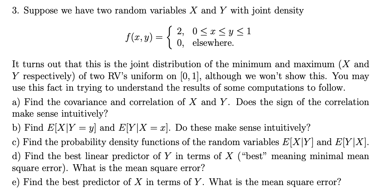 3 Suppose We Have Two Random Variables X And Y With 3125