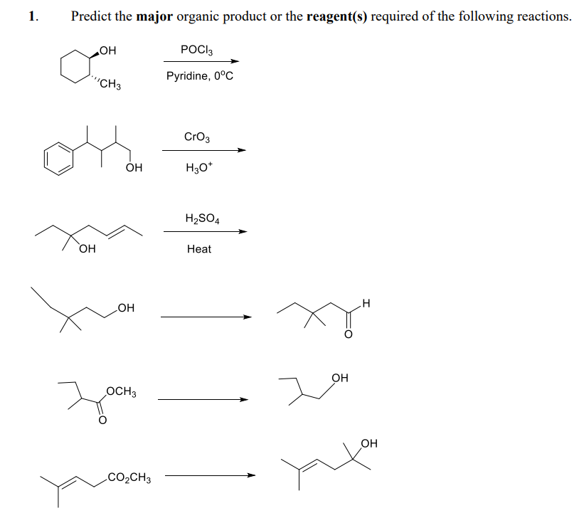 Solved 1. Predict the major organic product or the | Chegg.com