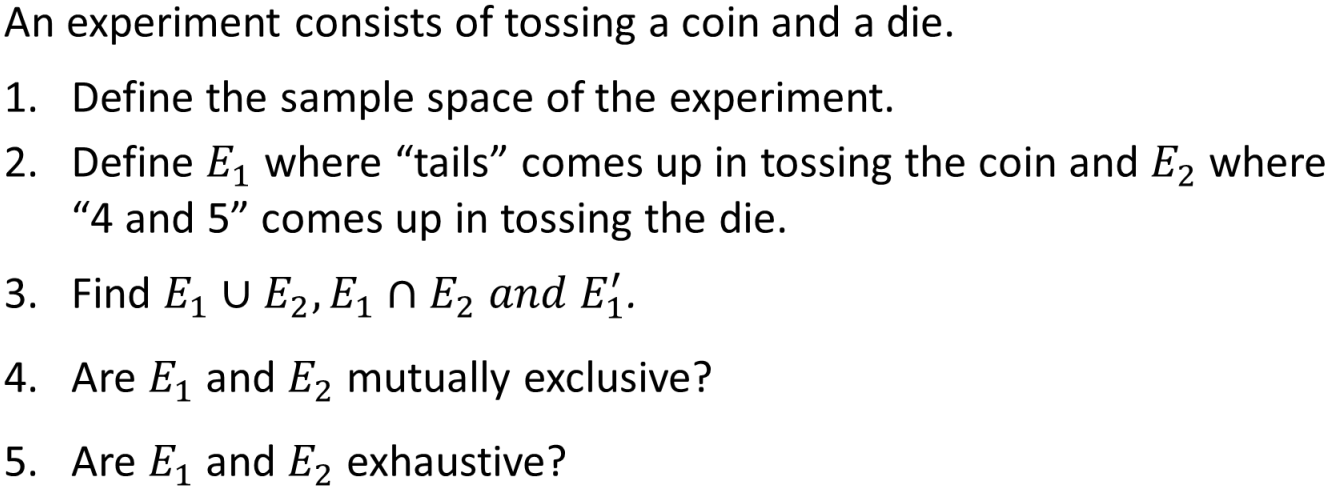 Solved An Experiment Consists Of Tossing A Coin And A Die. | Chegg.com