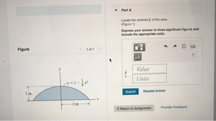 Solved Part A Locate the centroid y of the area (Figure 1) | Chegg.com