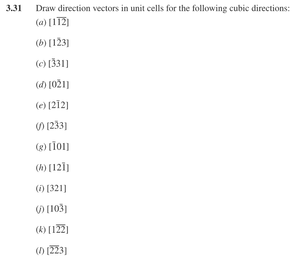 Solved Draw direction vectors in unit cells for the | Chegg.com