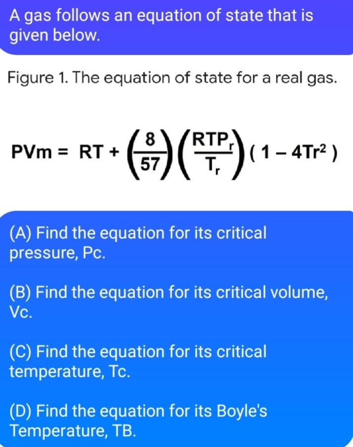 Solved A gas follows an equation of state that is given | Chegg.com