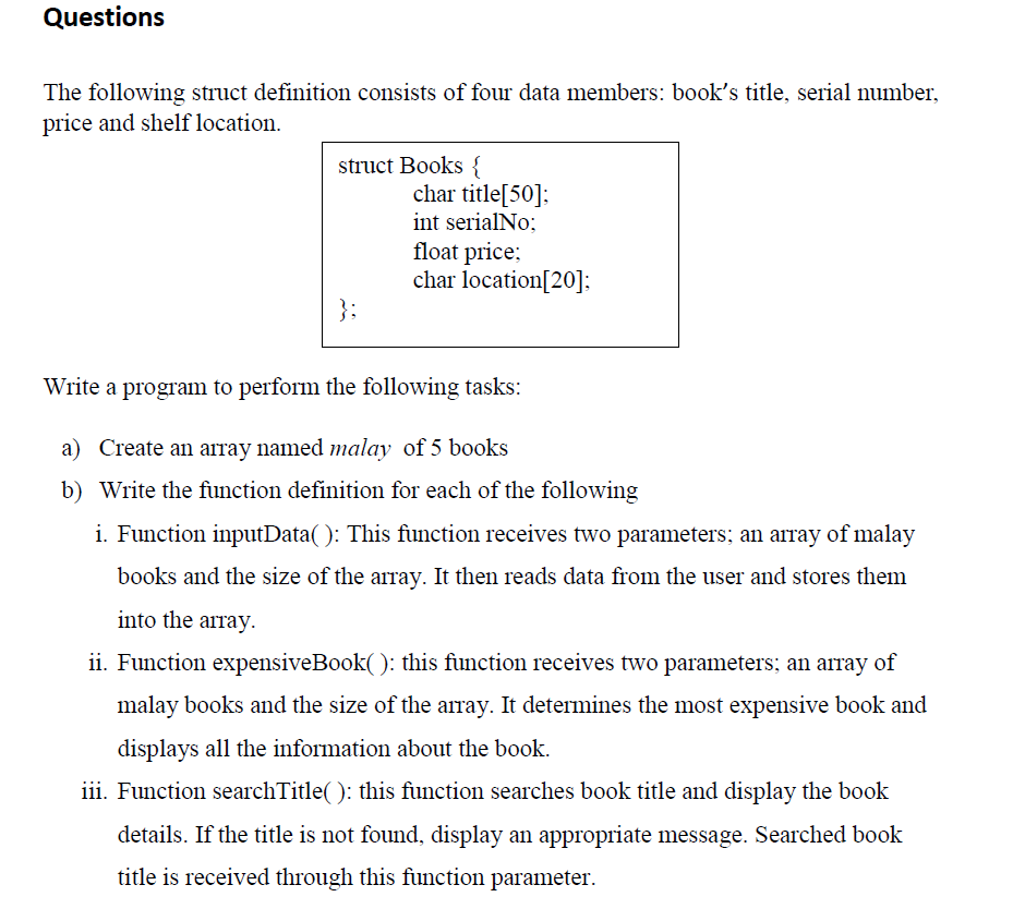 Solved The following struct definition consists of four data | Chegg.com