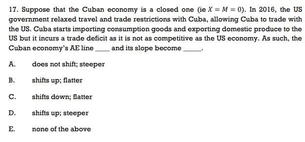 Solved 17. Suppose That The Cuban Economy Is A Closed One | Chegg.com