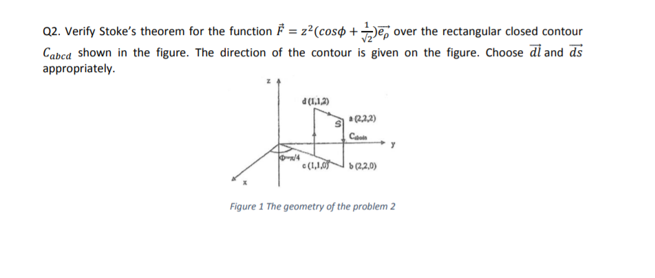 Solved Verify Stoke’s theorem for the function 𝐹⃗ = 𝑧 2 | Chegg.com