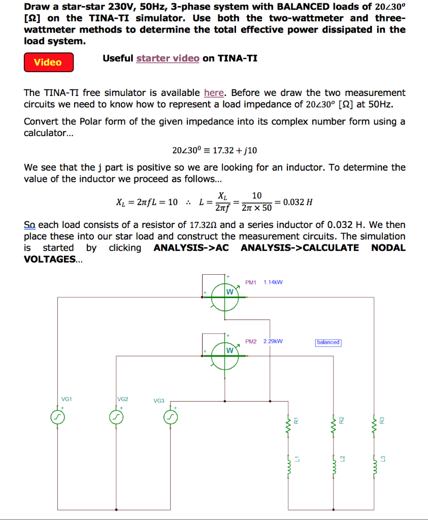 Use The Two Wattmeter Method On The Simulator To D Chegg Com