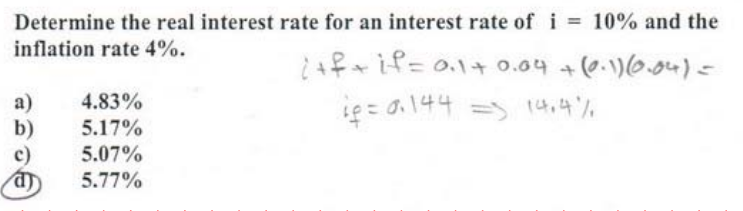 Solved Determine the real interest rate for an interest rate | Chegg.com