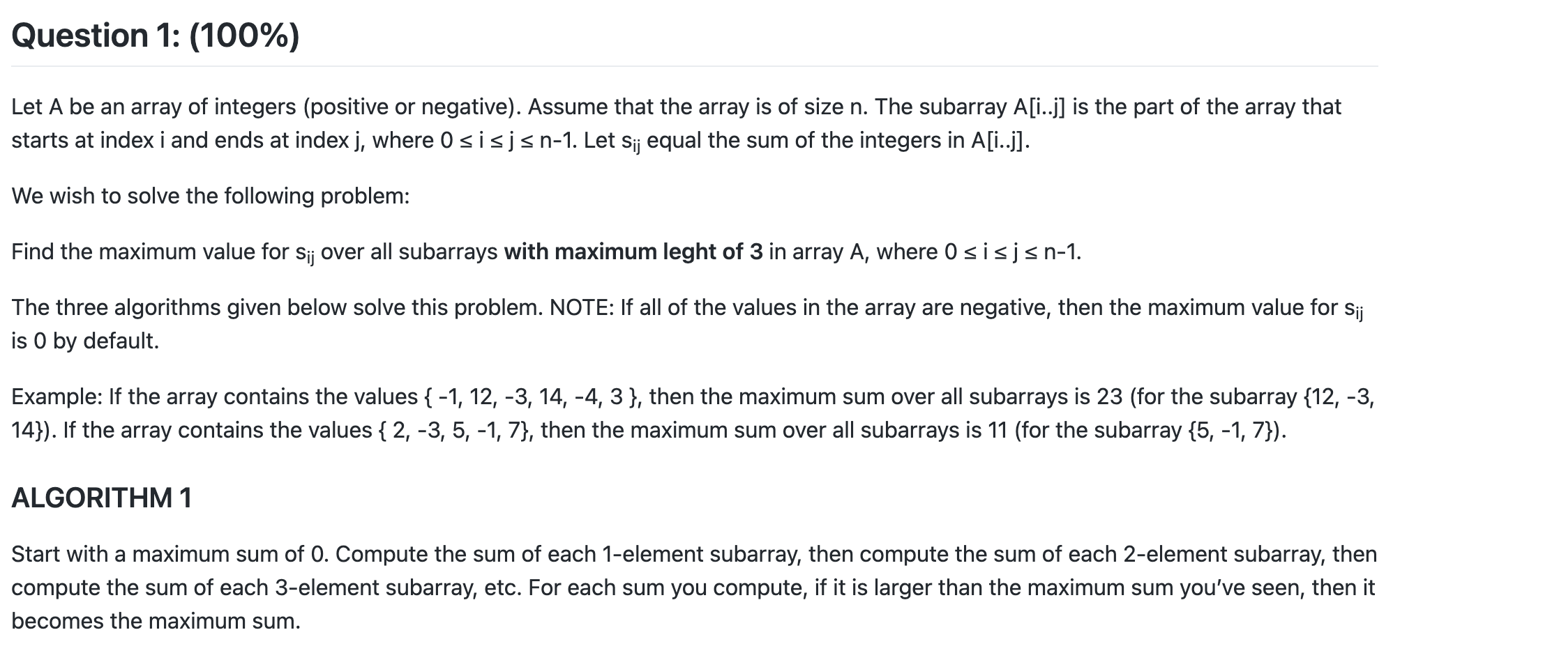 Solved Let A be an array of integers (positive or negative). | Chegg.com