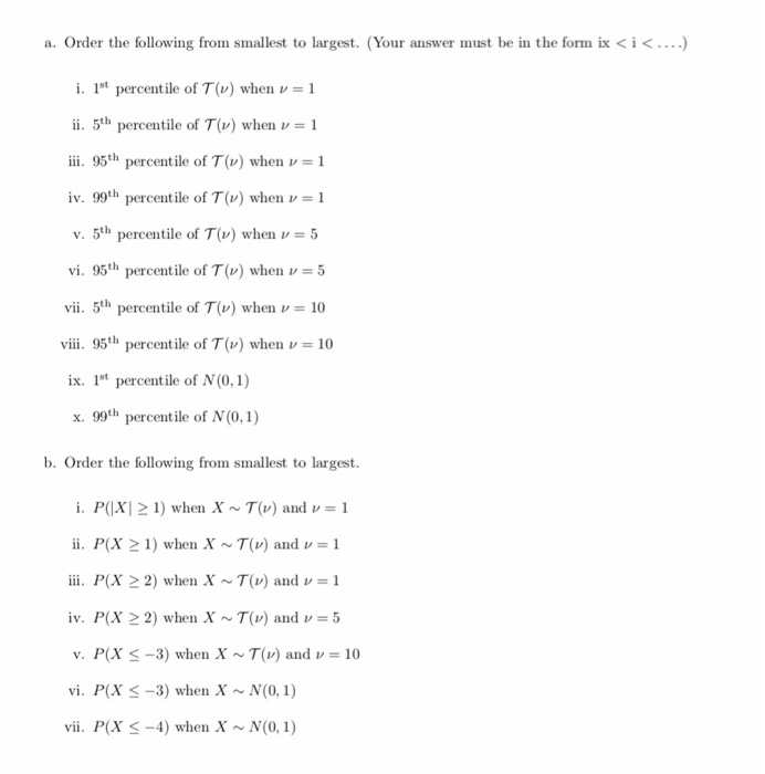 Solved a. Order the following from smallest to largest. | Chegg.com