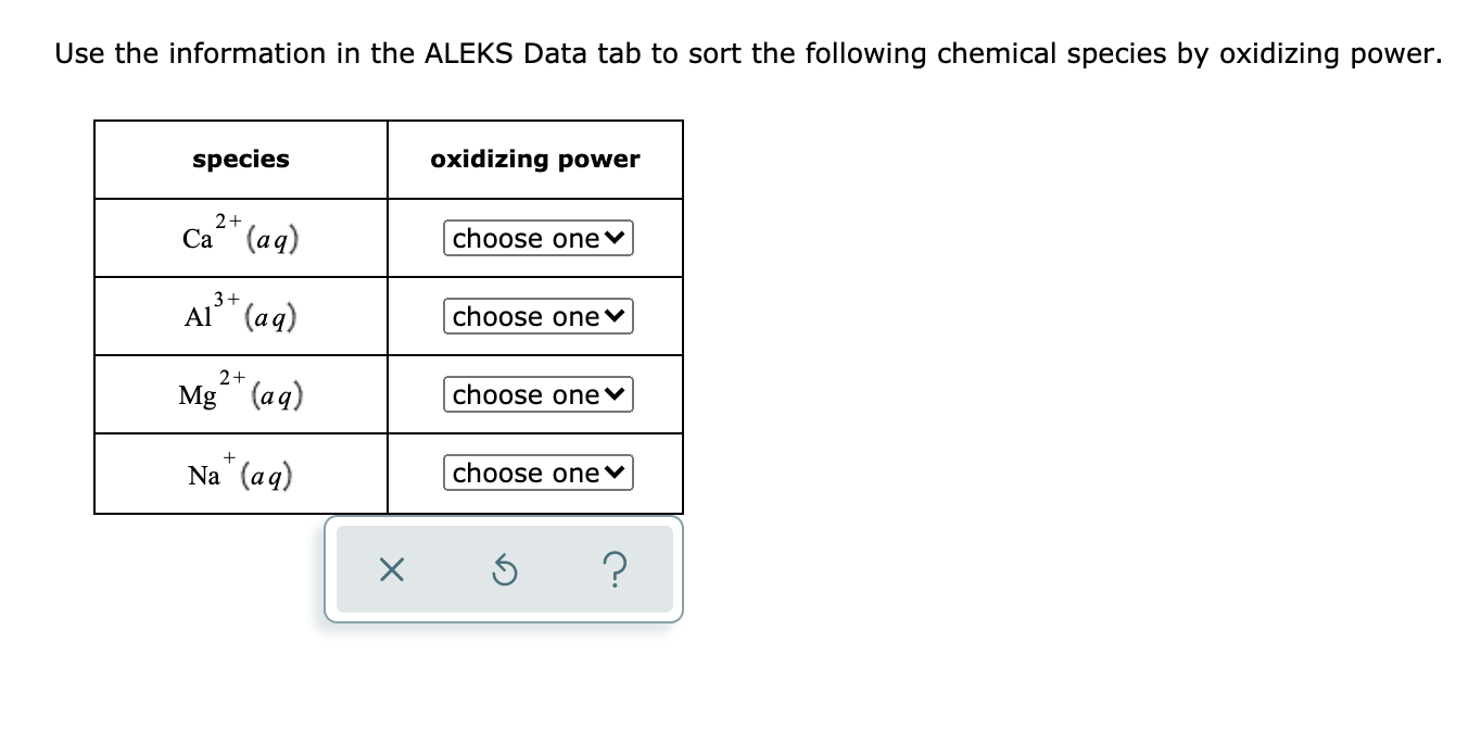 Solved Use the information in the ALEKS Data tab to sort the