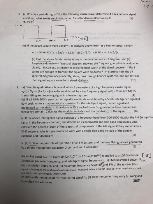 Solved 3. (a) What is a periodic signal? For the following | Chegg.com