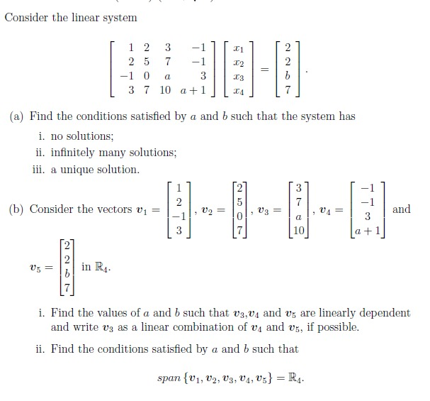 Solved Consider the linear system 1 02 1 2 3 2 5 7 -1 -1 0 a | Chegg.com