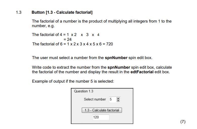 Solved 1.3 Button [1.3 - Calculate factorial] The factorial | Chegg.com