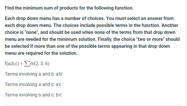 Solved Find The Minimum Sum Of Products For The Following | Chegg.com