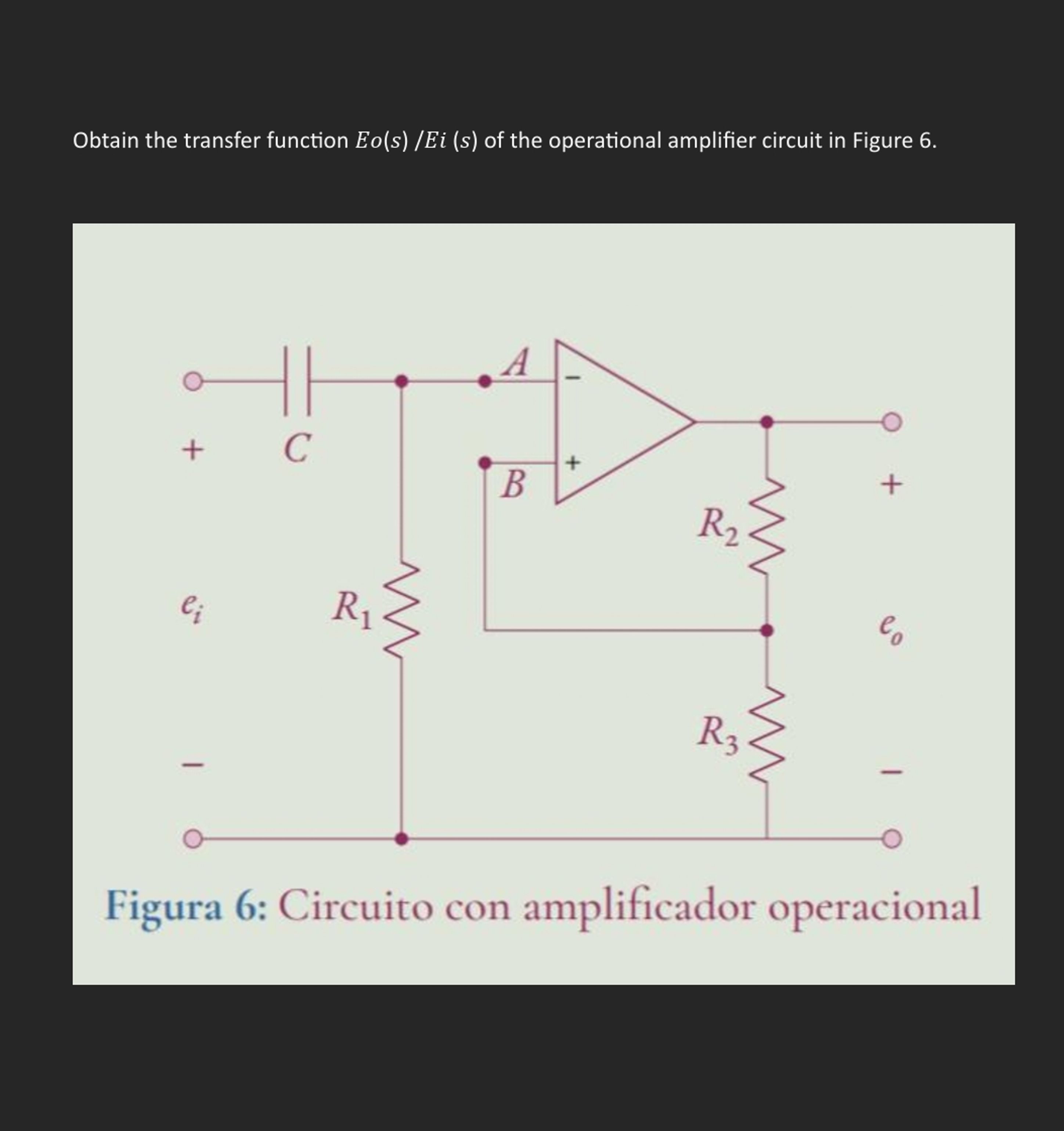 Solved Obtain The Transfer Function Eo(s) / ﻿Ei(s) ﻿of The | Chegg.com