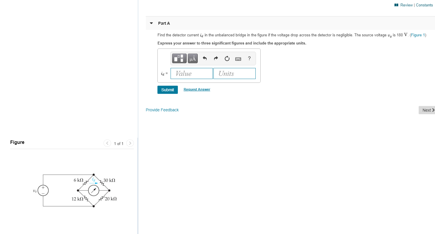 Solved Review Constants Part A Find the detector current id | Chegg.com
