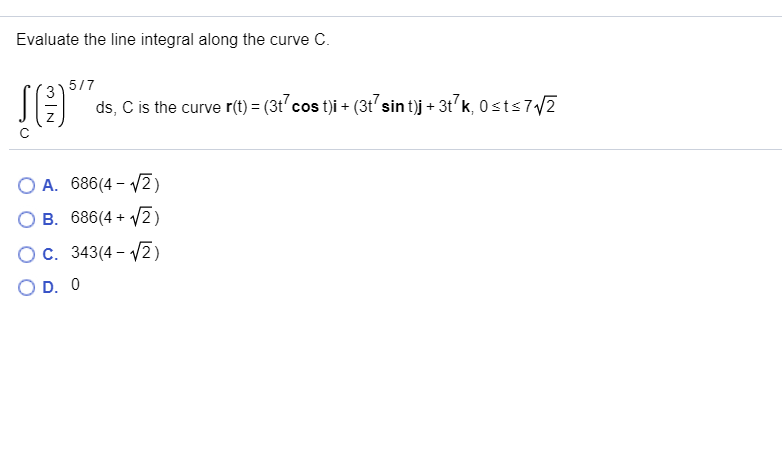 Solved Evaluate The Line Integral Along The Curve C 35 7 Chegg Com