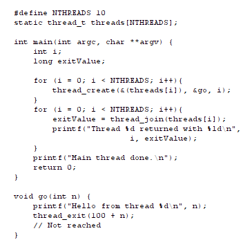Solved #define NTHREADS 10 static thread_t threads | Chegg.com