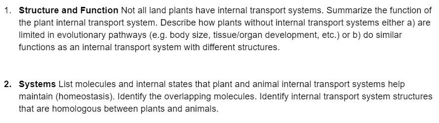 Solved 1. Structure and Function Not all land plants have | Chegg.com