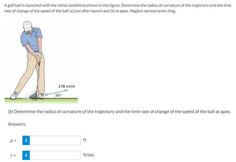 Solved A golf ball is launched with the initial conditions