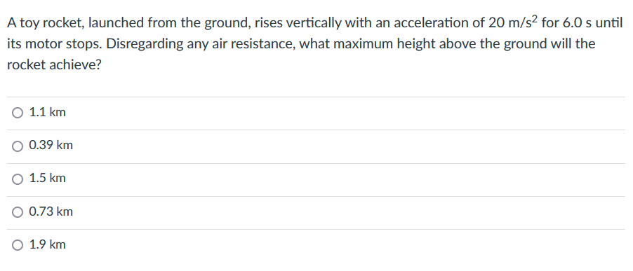 Solved A Toy Rocket Launched From The Ground Rises Chegg Com