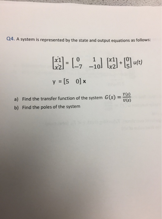 Solved A system is represented by the state and output | Chegg.com