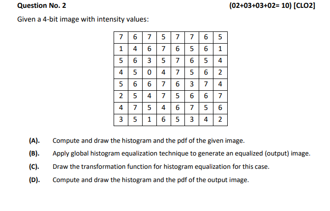 Solved (02+03+03+02= 10) (CLO2] Question No. 2 Given a 4-bit | Chegg.com