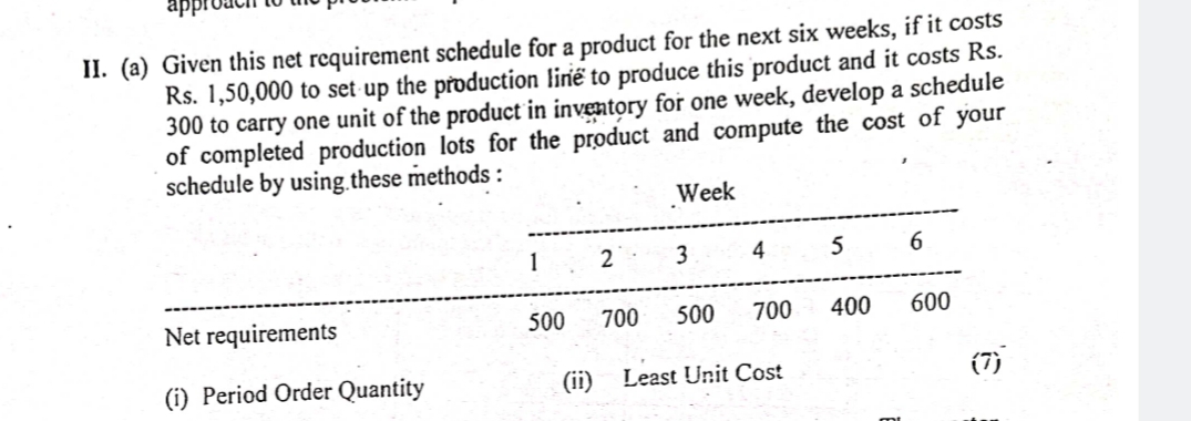 Solved (a) Given this net requirement schedule for a product | Chegg.com