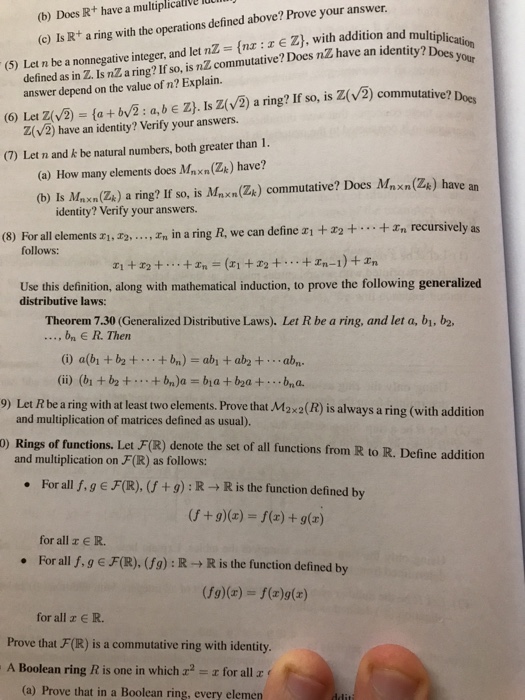 Solved L (b) Does R+ Have A Multiplicalive (c) Is R+ A Ring 