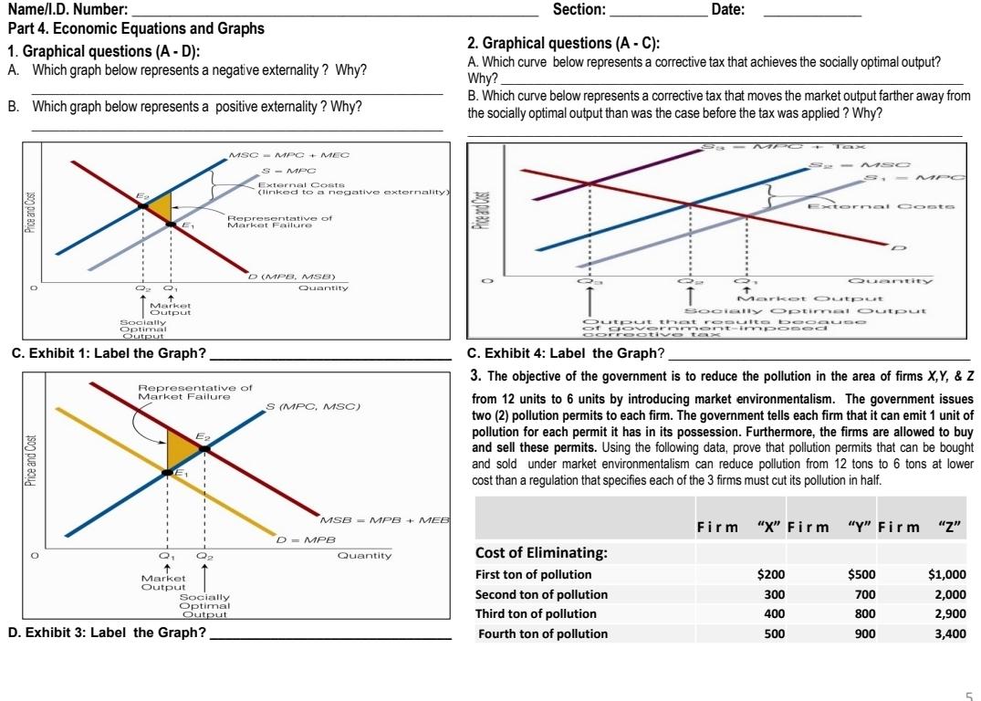 Solved Name/I.D. Number: Section: Date: Part 4. Economic | Chegg.com