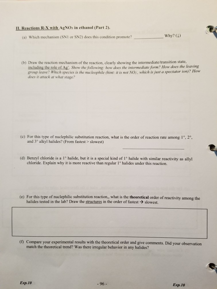 Solved Name Exp. 10 Post-lab Report Organic Chemistry I | Chegg.com