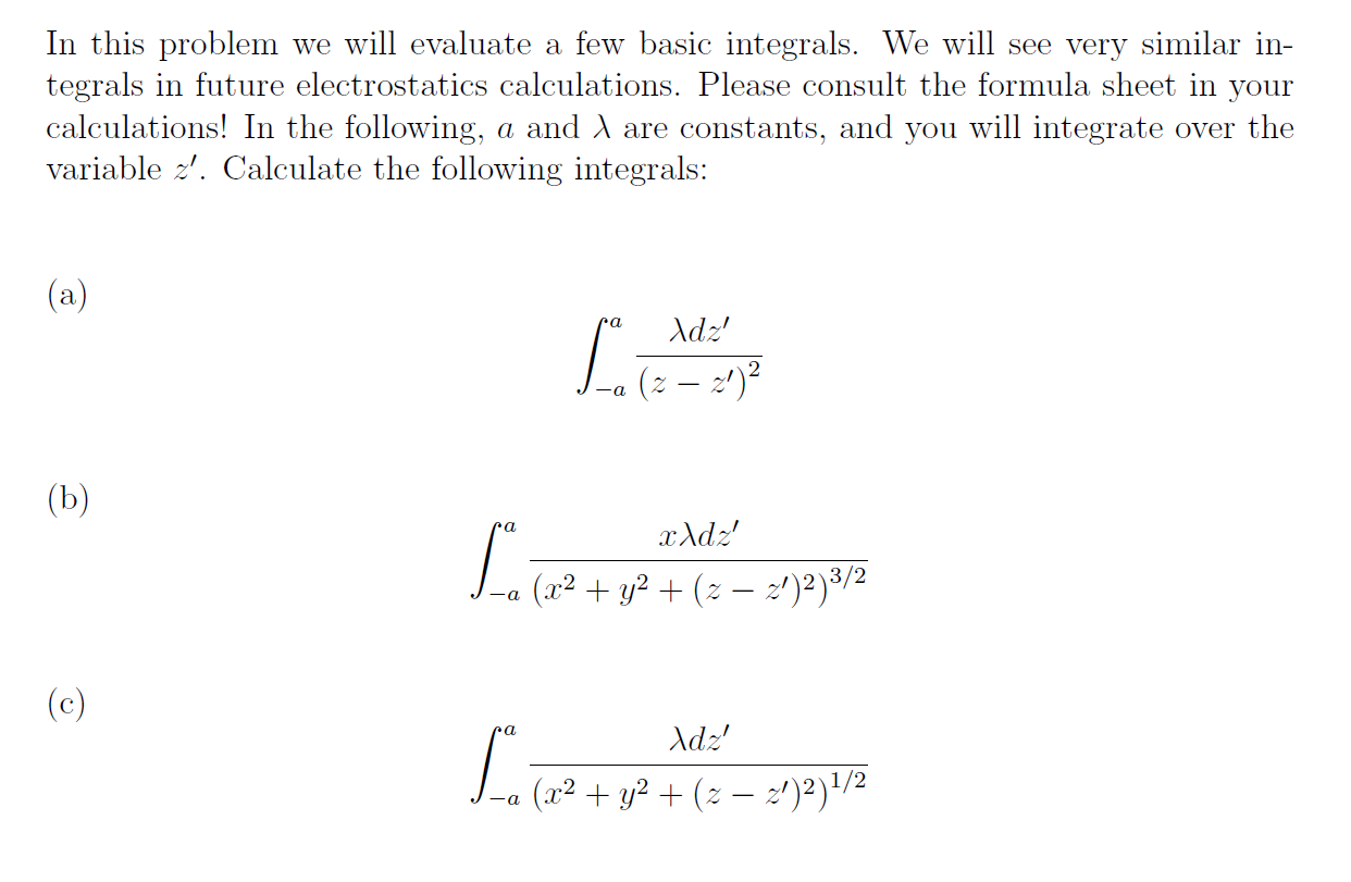 Solved In this problem we will evaluate a few basic | Chegg.com