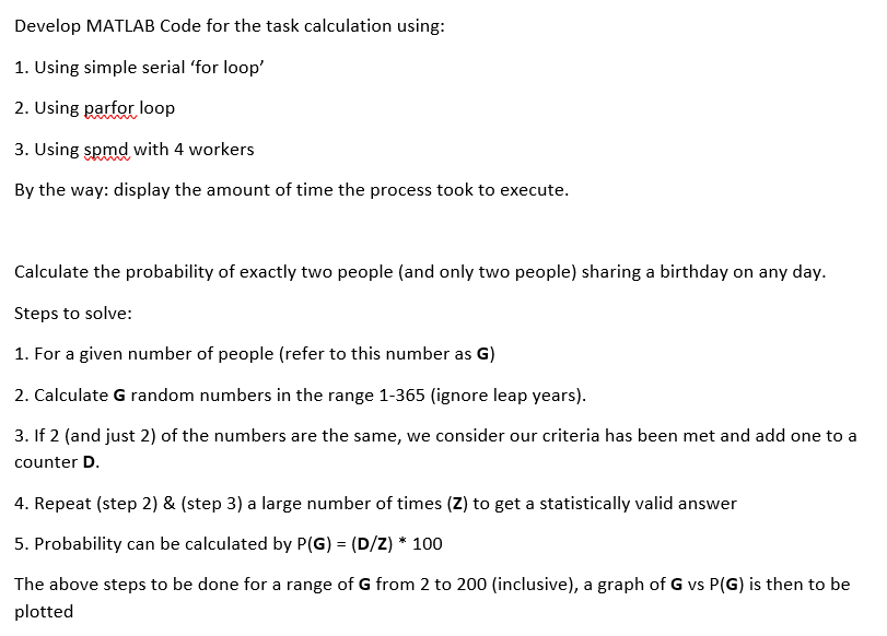 Develop Matlab Code For The Task Calculation Using Chegg Com