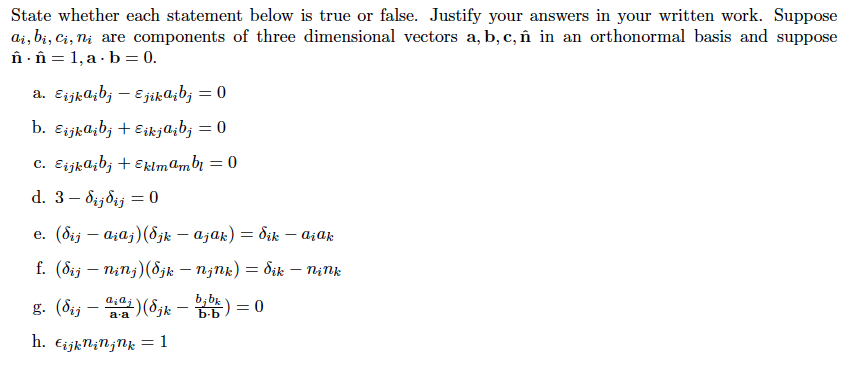 Solved State whether each statement below is true or false. | Chegg.com