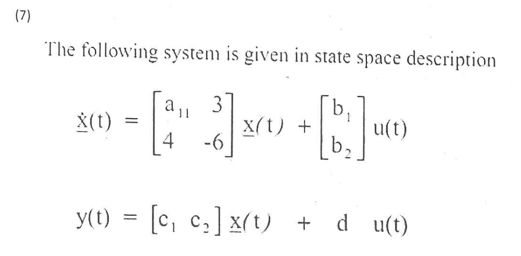 The following system is given in state space | Chegg.com