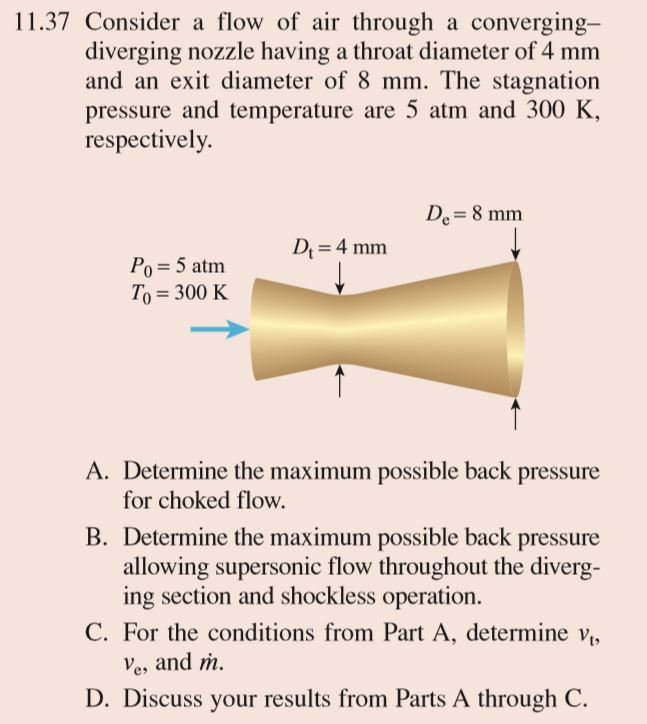 Solved 11.37 Consider a flow of air through a converging