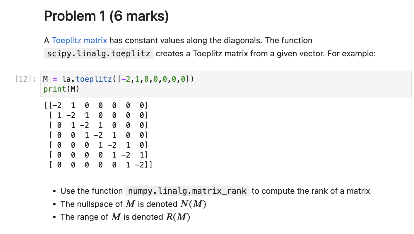 Solved [11]: Import Numpy As Np Import Scipy. Linalg As La | Chegg.com