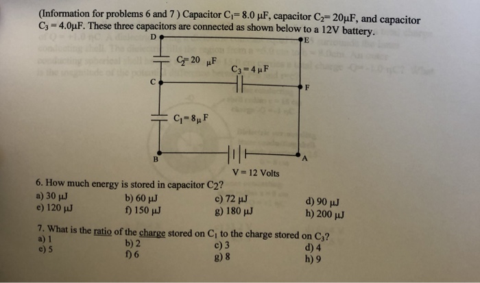 Solved on for problems 6 and 7 ) Capacitor Ci 8.0 μF, | Chegg.com