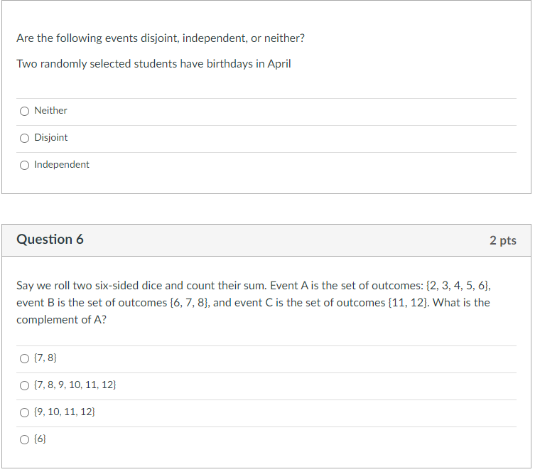 Solved Are The Following Events Disjoint, Independent, Or | Chegg.com